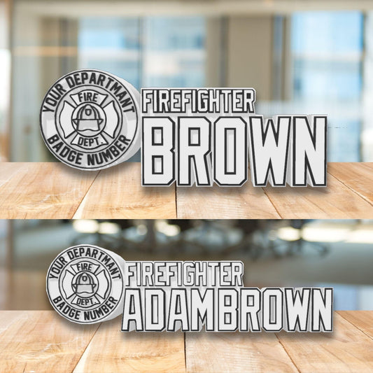 Personalized Firefighter Desk Name Plate: Custom Fire Department Gift