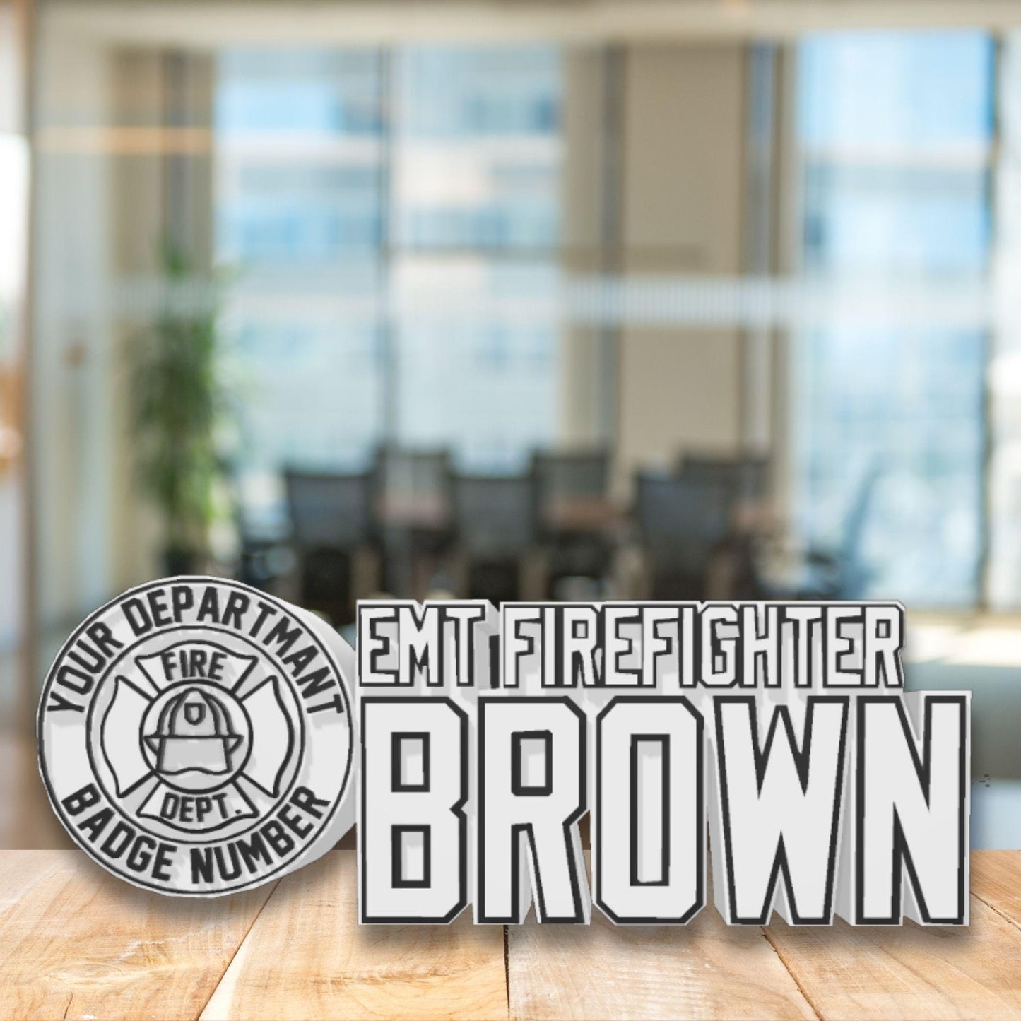 Personalized EMT Firefighter Desk Name Plate: Fire Department Plaque