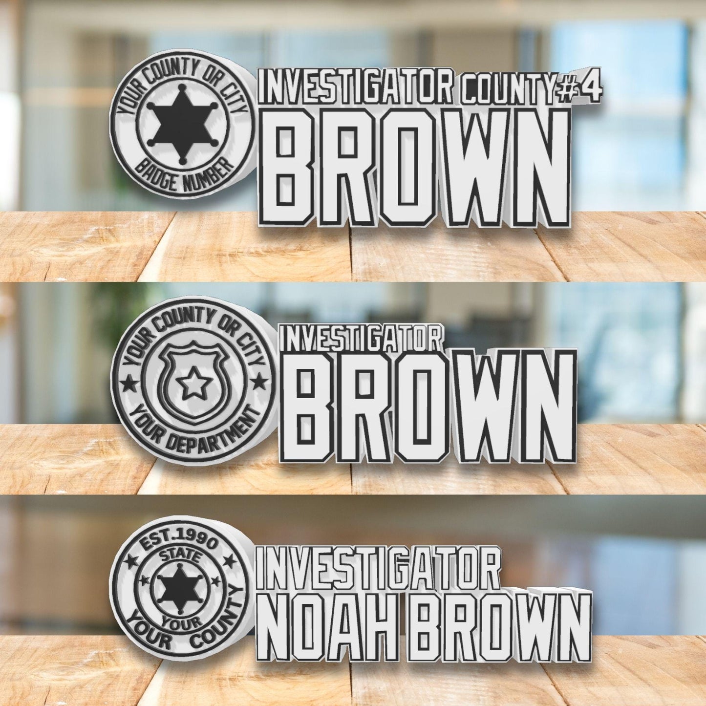 Personalized Investigator Desk Name Plate: Custom Police Gift