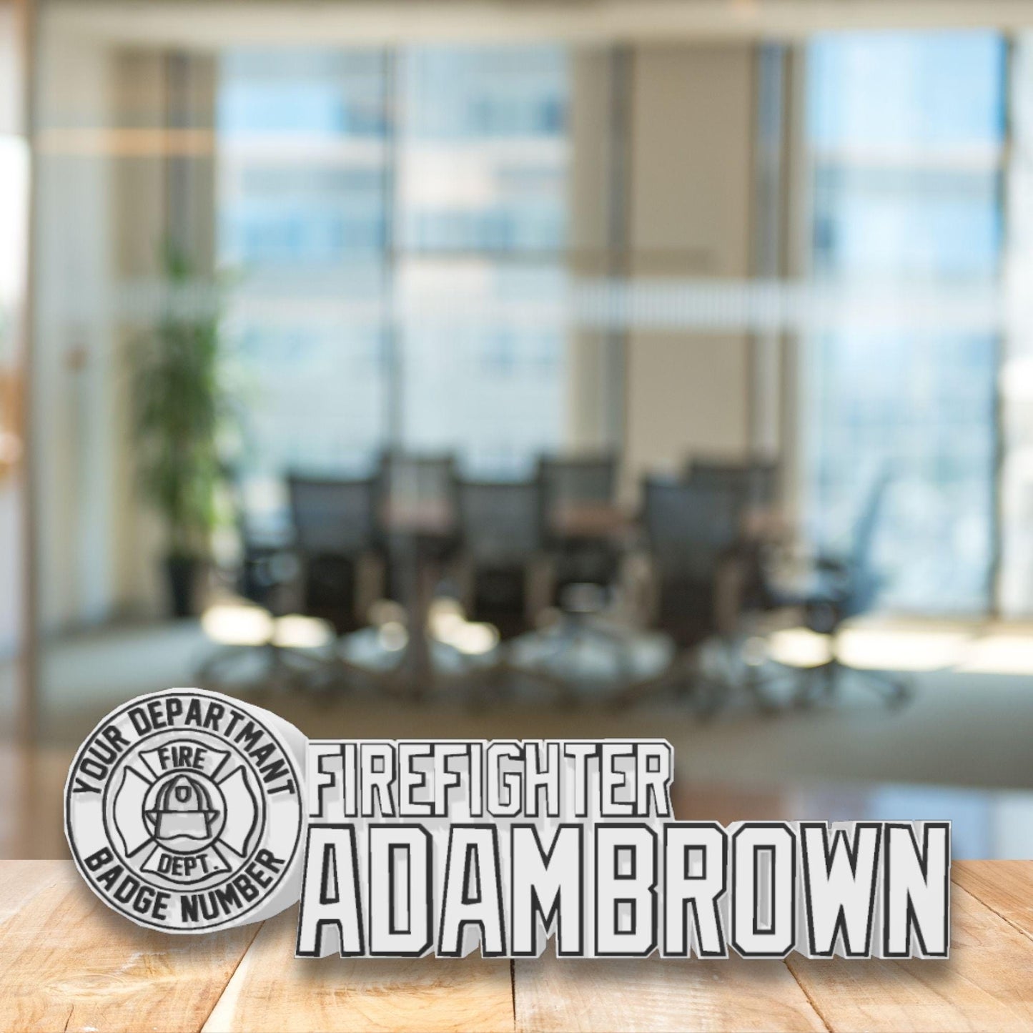 Personalized Firefighter Desk Name Plate: Custom Fire Department Gift