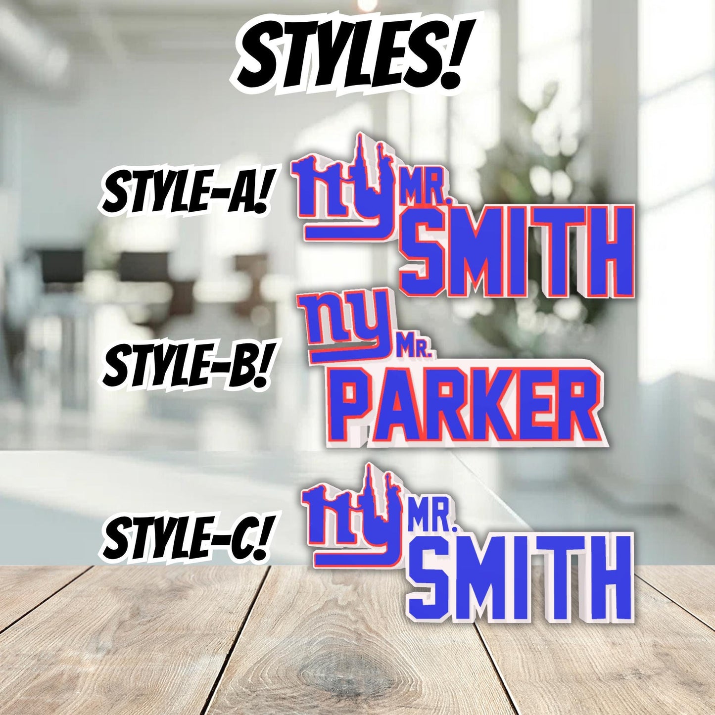 Personalized New York Giants Desk Name Plate, Custom Nameplate, Teacher Nameplate