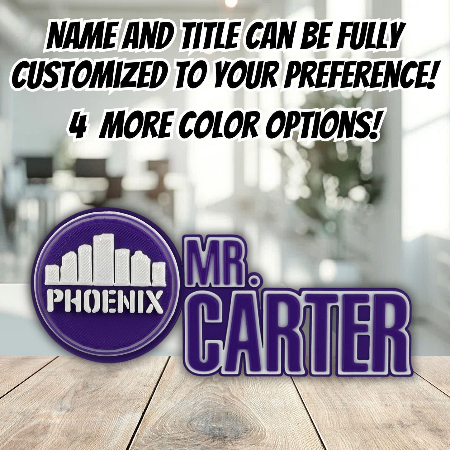 Personalized Phoenix AZ Skyline Desk Name Plate, Workspace Accessory, Graduation Gift