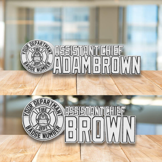 Assistant Chief Desk Name Plate Personalized, Firefighter Graduation Gift, Fire Department Decoration
