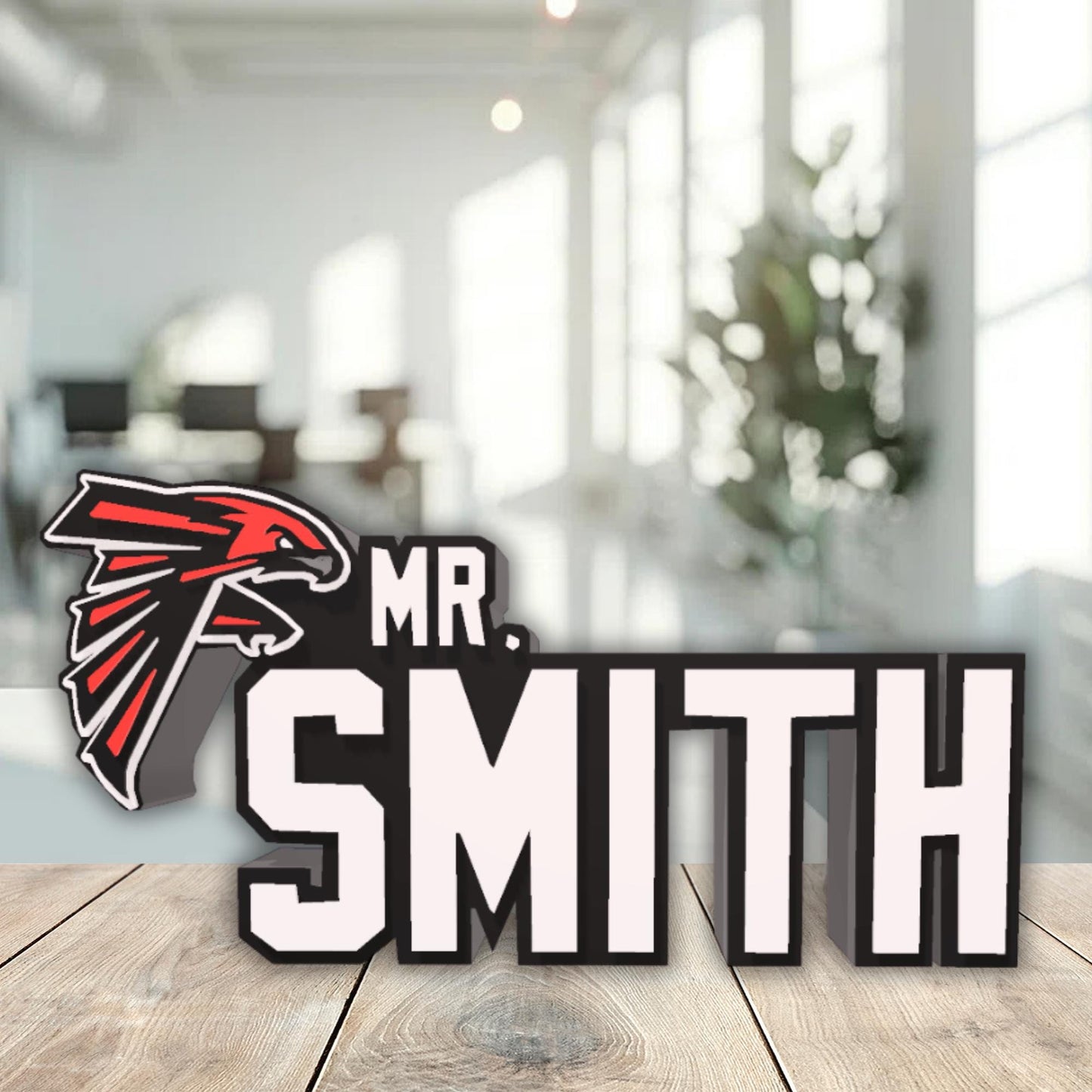 Personalized Atlanta Falcons  Football Desk Name Plate, Teacher Name Plaque, Job Office Decoration