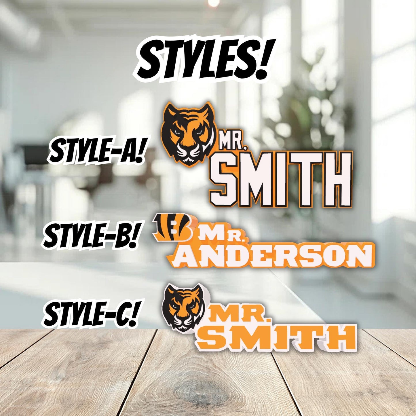 Personalized Cincinnati Bengals Desk Name Plate, Desk Plaque, Teacher Appreciation Gift