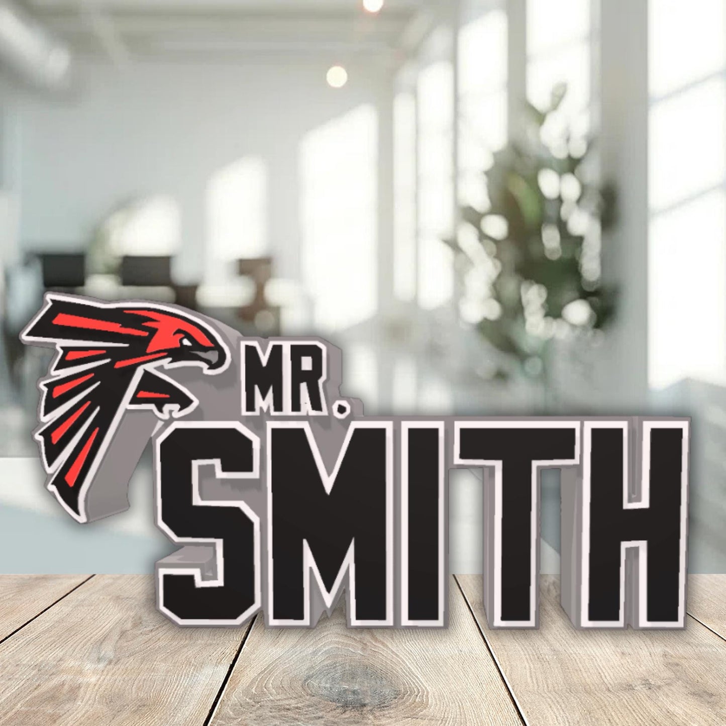 Personalized Atlanta Falcons  Football Desk Name Plate, Teacher Name Plaque, Job Office Decoration