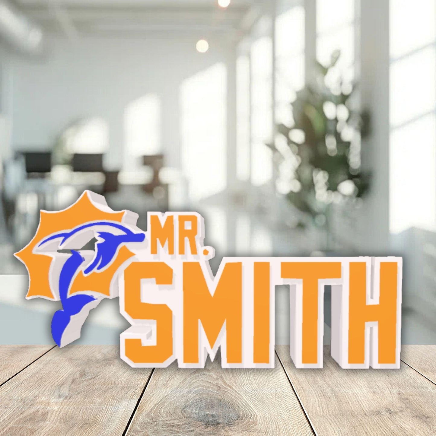 Personalized Miami Dolphins Desk Name Plate, Teacher Name Plaque