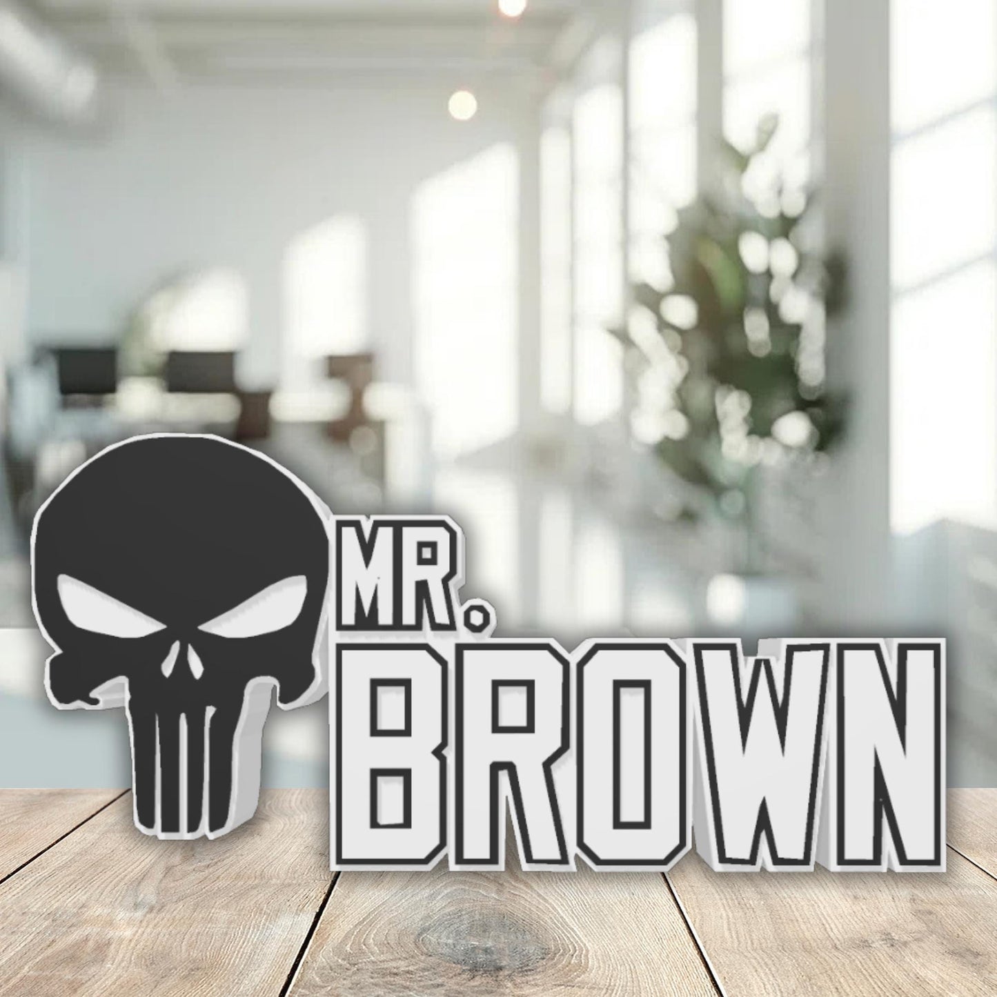 Punisher Desk Name Plate, Custom Desk Name, Unique Office Decoration, Teacher Gift