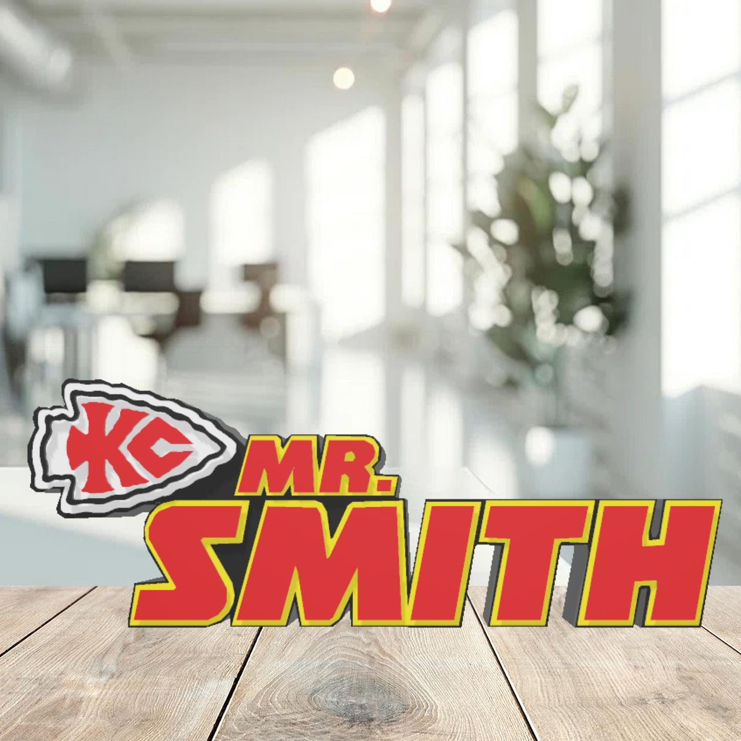 Personalized Kansas City Chiefs Desk Name Plate, Teacher Plaque, Coworker Gift, Teacher Classroom Decoration