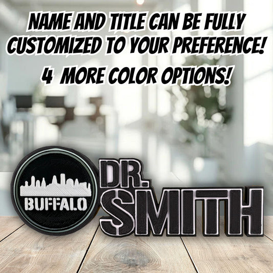 Personalized Buffalo Skyline Desk Name Plate, Teacher Name Gift, Ceo Plaque