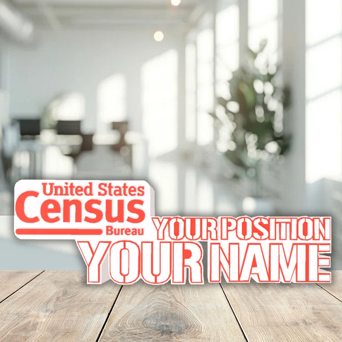 Personalized Census Bureau Desk Name Plate, USCB Name Plaque, Office gift for Boss