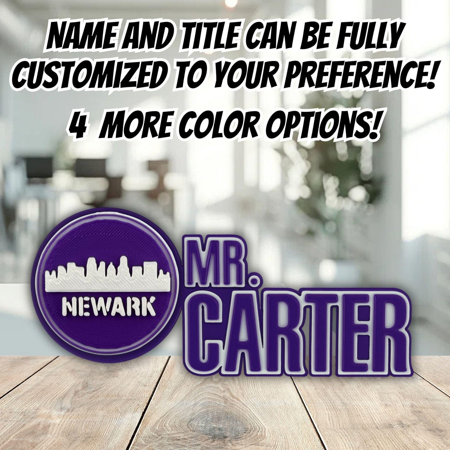 Personalized Newark Skyline Desk Name Plate, Nameplate Desk, Office Accessory, Boss Gift