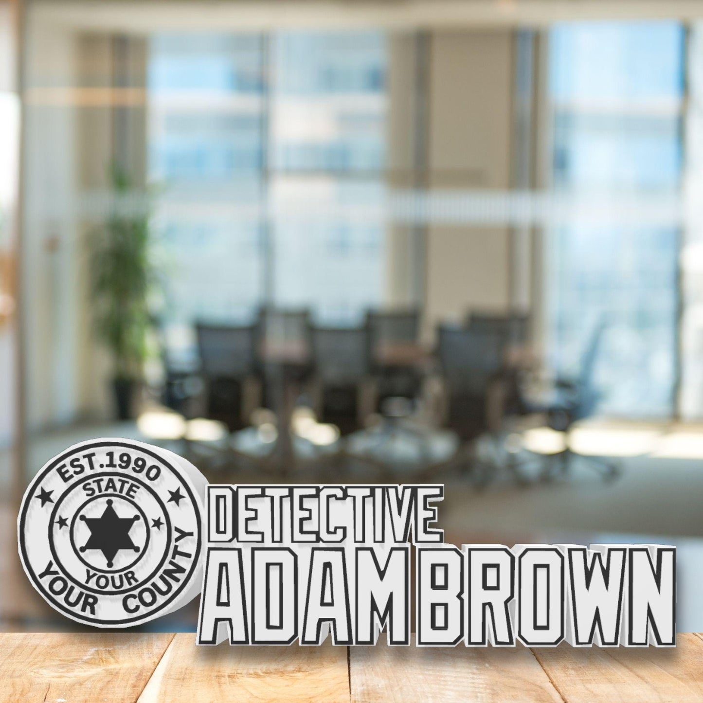 Personalized Detective Desk Name Plate: Custom Police Officer Gift