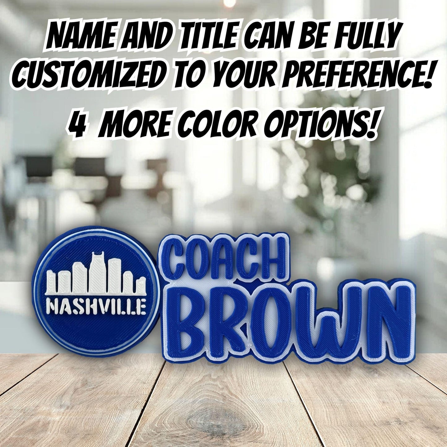 Personalized Nashville Skyline Desk Name Plate, New Job Gift, Teacher Classroom