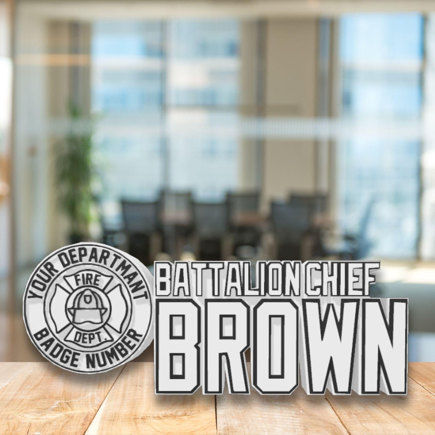 Personalized Battalion Chief Firefighter Desk Name Plate: Fire Department Retirement Gift