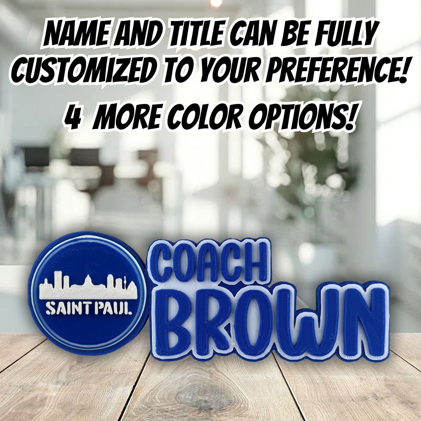 Personalized Saint Paul Skyline Desk Name Plate, Phd Graduation Gift, Office Accessory