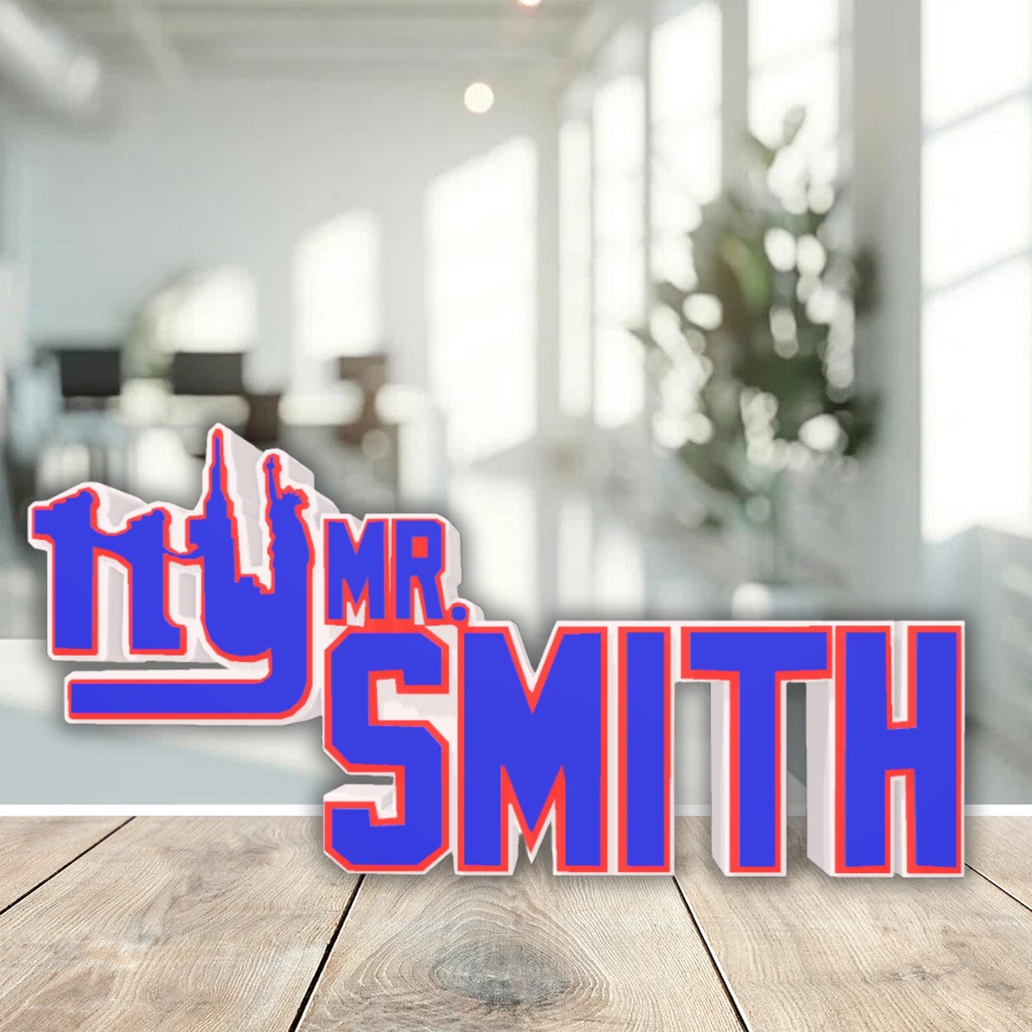 Personalized New York Giants Desk Name Plate, Custom Nameplate, Teacher Nameplate