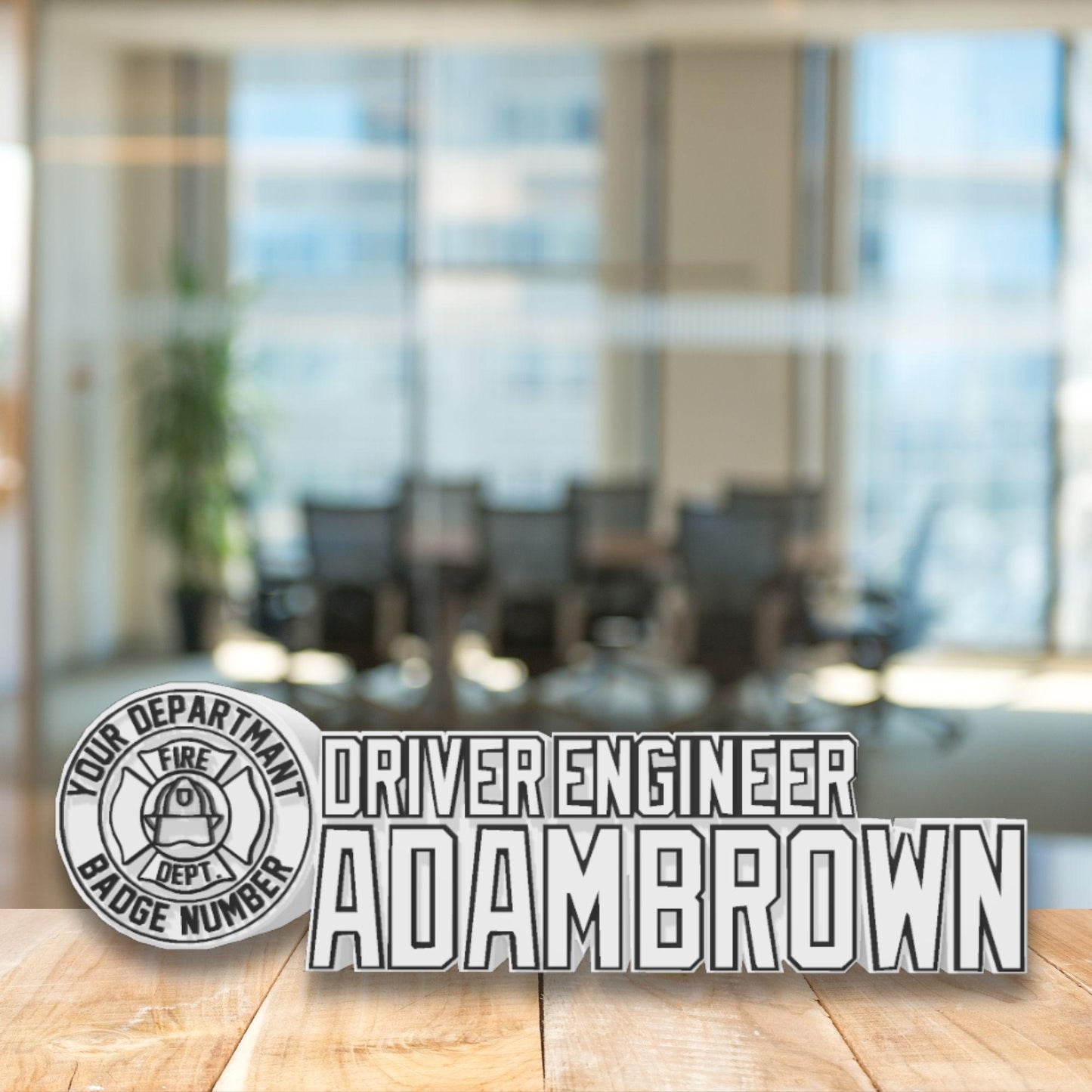 Personalized Firefighter Desk Name Plate: Custom Fire Department Gift