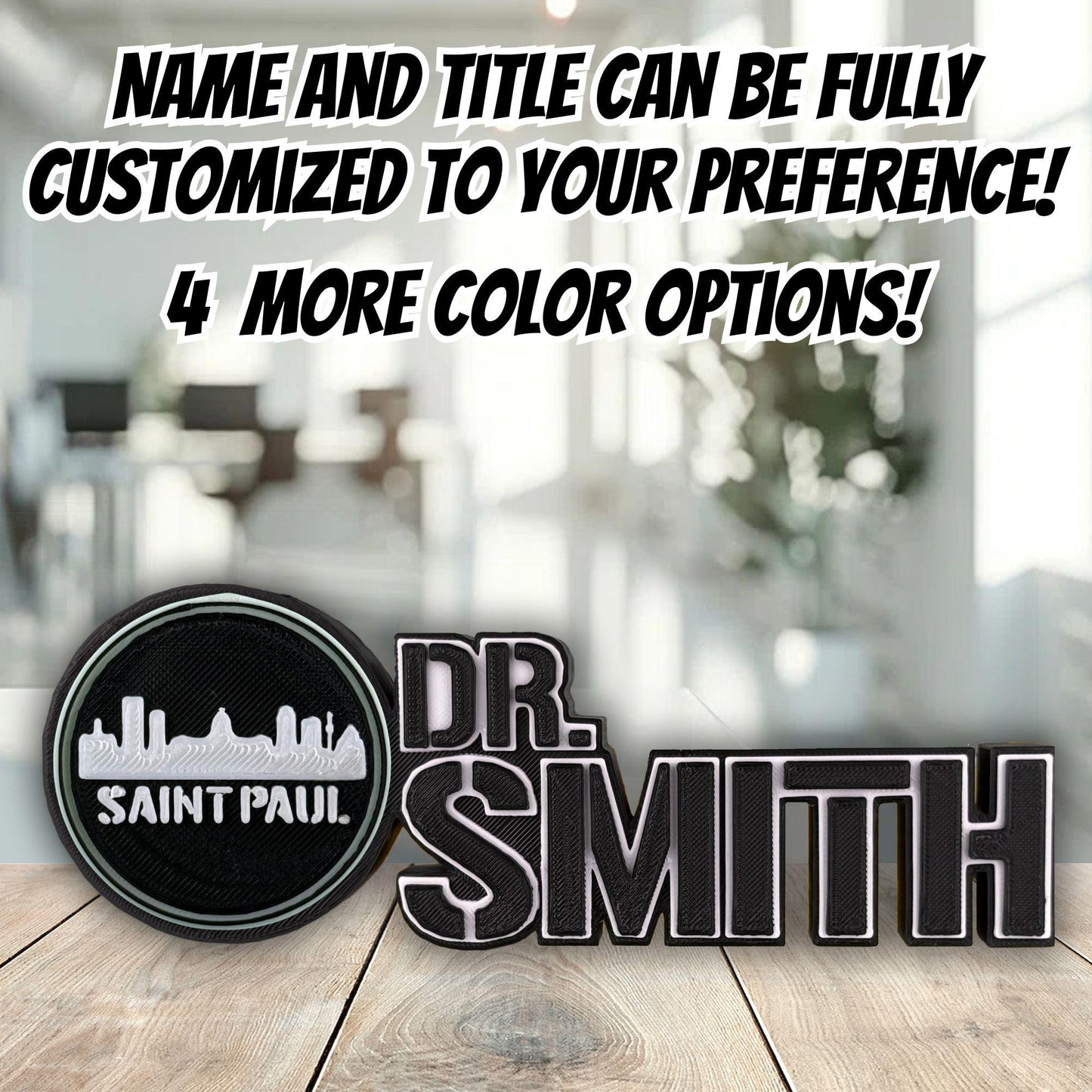 Personalized Saint Paul Skyline Desk Name Plate, Phd Graduation Gift, Office Accessory