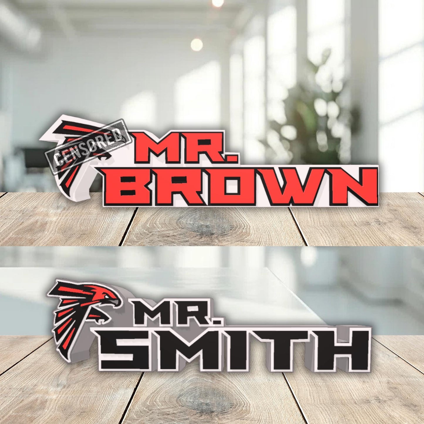 Personalized Atlanta Falcons  Football Desk Name Plate, Teacher Name Plaque, Job Office Decoration