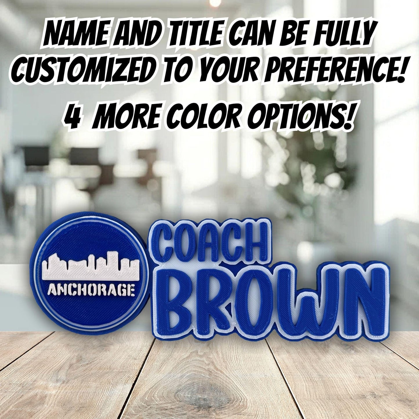 Personalized Anchorage Skyline Desk Name Plate, Customized Nameplate, Coworker Gifts, Teacher's Gift