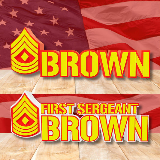 Personalized USMC First Sergeant Rank Plaque, 1Sgt Desk Name Plate, Marines Gift