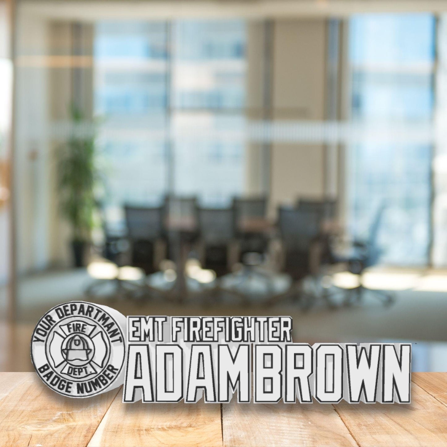 Personalized EMT Firefighter Desk Name Plate: Fire Department Plaque