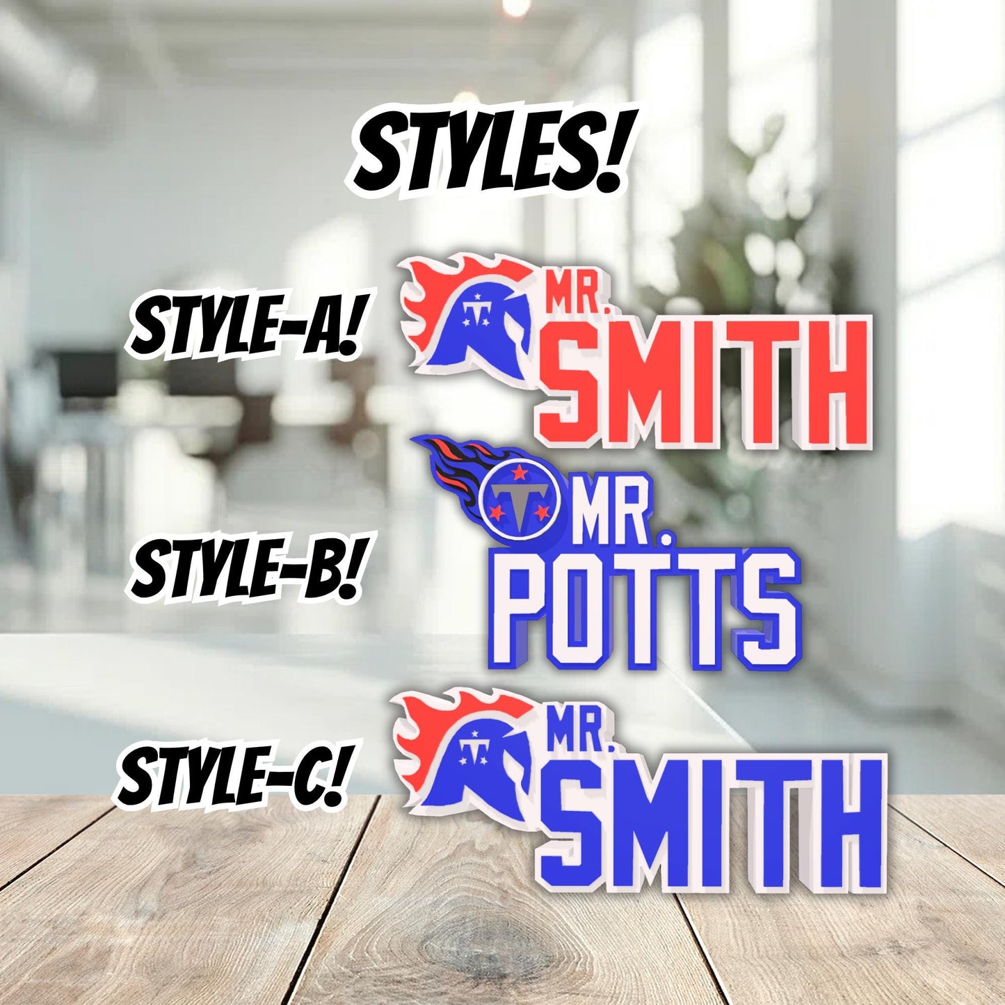 Personalized Tennessee Titans Desk Name Plate, Name Plaque, Teacher Gift