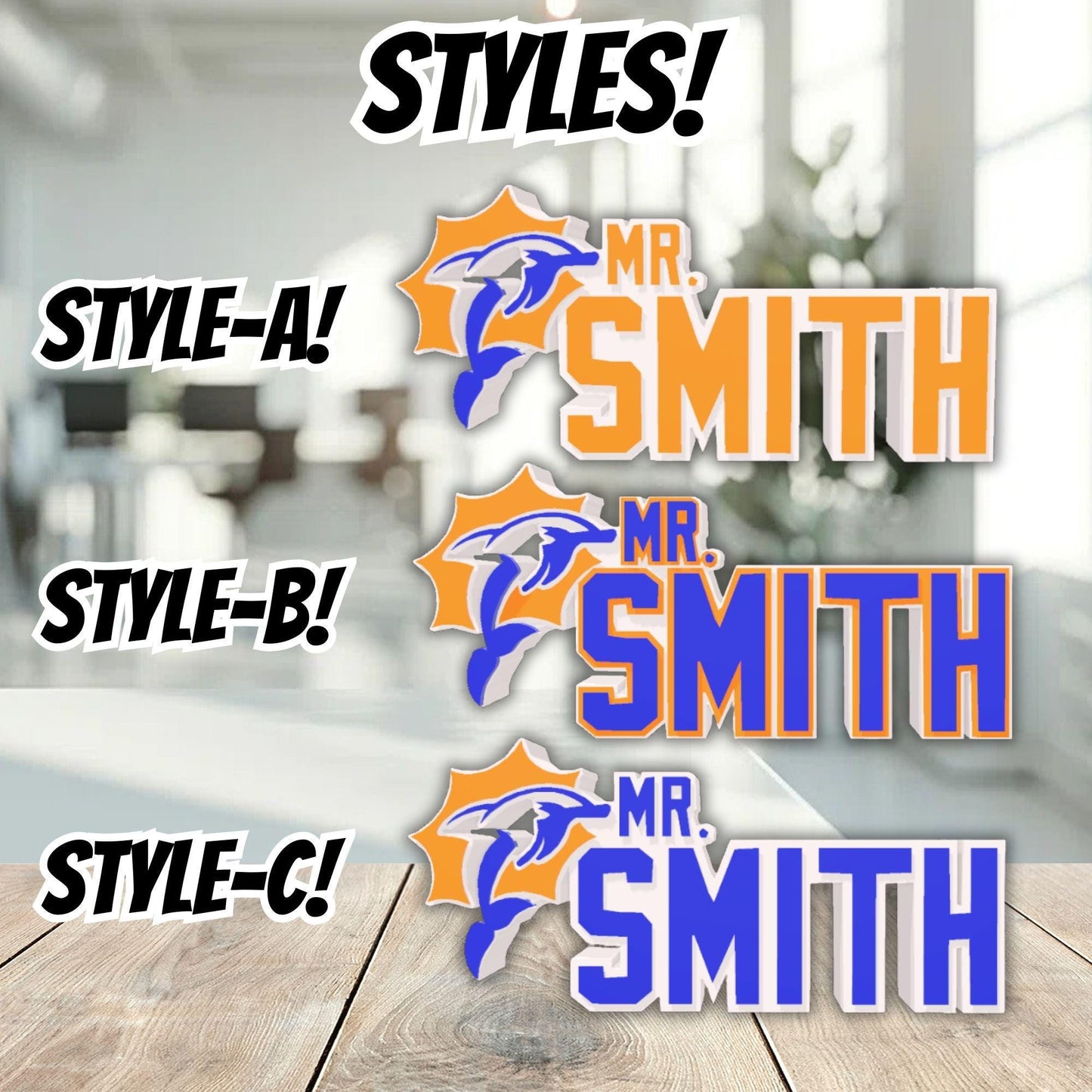 Personalized Miami Dolphins Desk Name Plate, Teacher Name Plaque