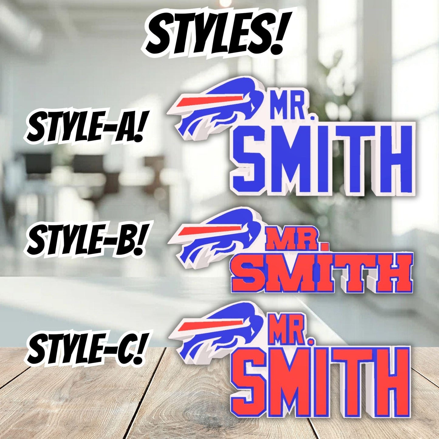 Personalized Buffalo Bills Desk Name Plate