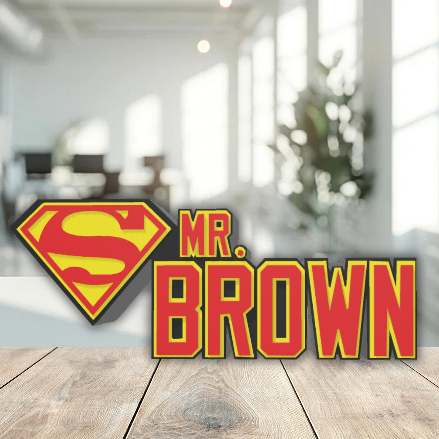 Superman Desk Name Plate, Gifts For Teacher, Name Plaque for Boss