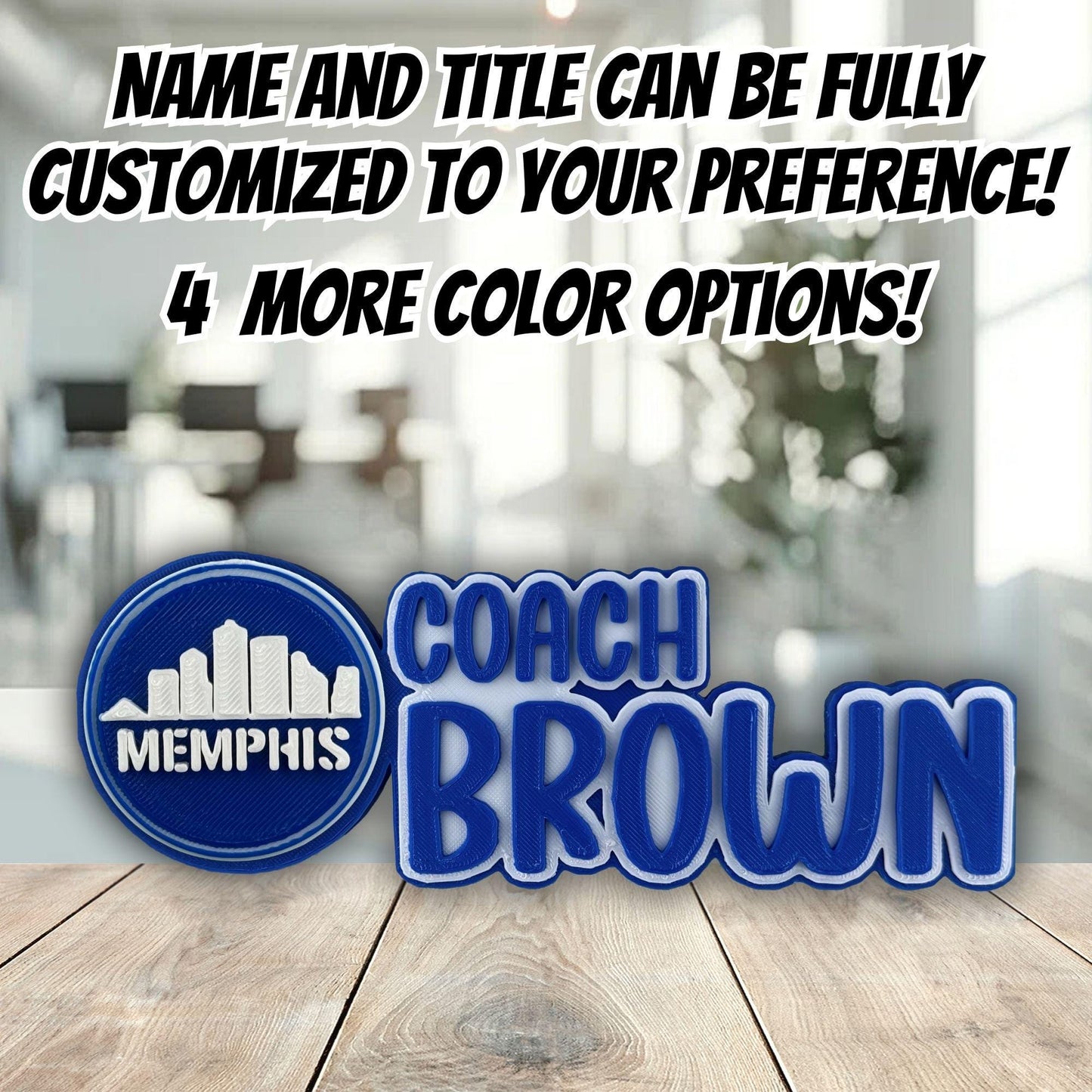 Personalized Memphis Skyline Desk Name Plate, Teacher Appreciation, Desk Decor