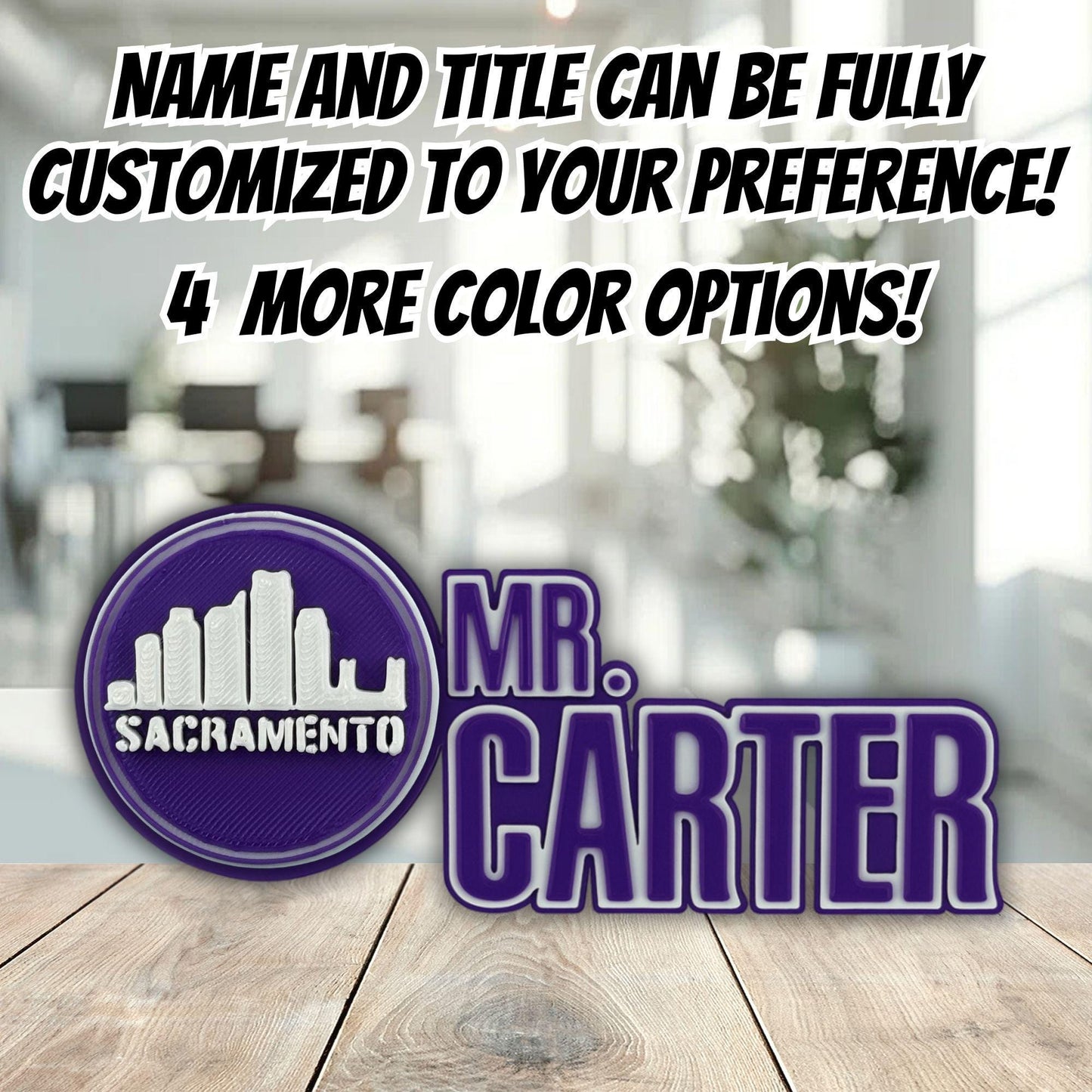 Personalized Sacramento Skyline Name Plate, Desk Plaque, Custom Tag, Christmas Desk Gift