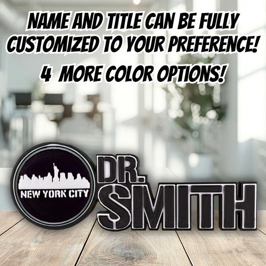 Personalized New York City Skyline Desk Name Plate, Customized Nameplate, Coworker Gifts