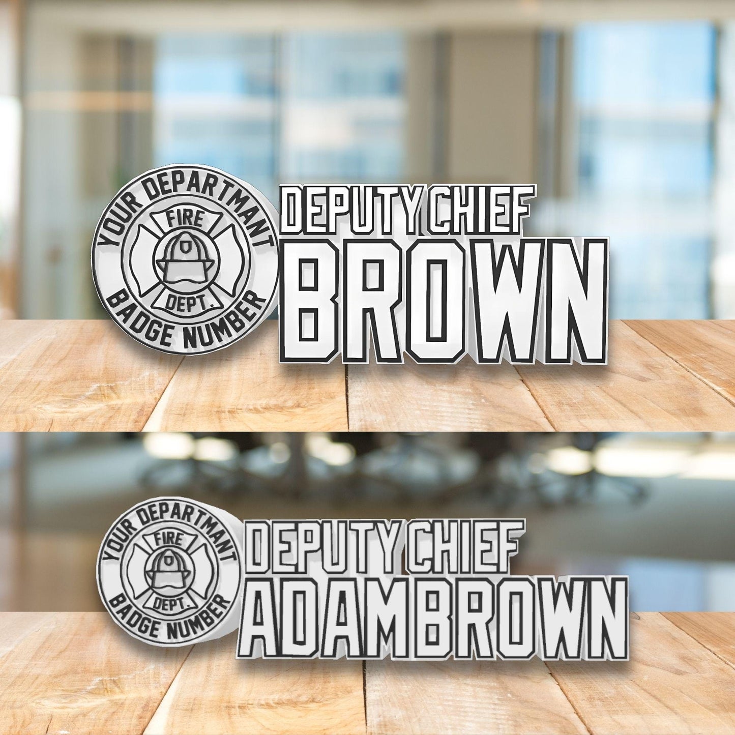 Personalized Deputy Chief Firefighter Desk Name Plate: Fire Department Gift