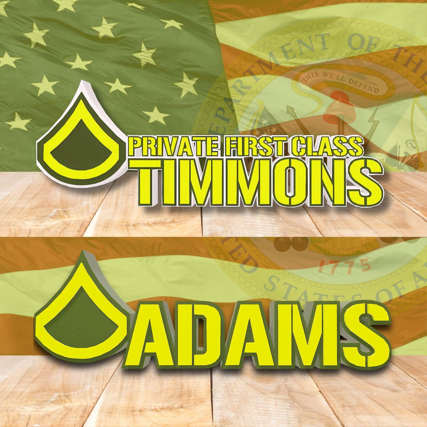 Personalized Private First Class Rank Plaque, PFC Desk Name Plate, ARMY Retirement Gift