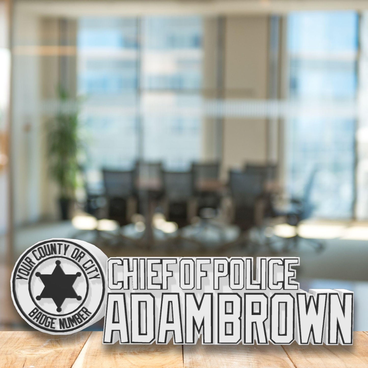 Personalized Police Chief Desk Name Plate: Custom Law Enforcement Gift