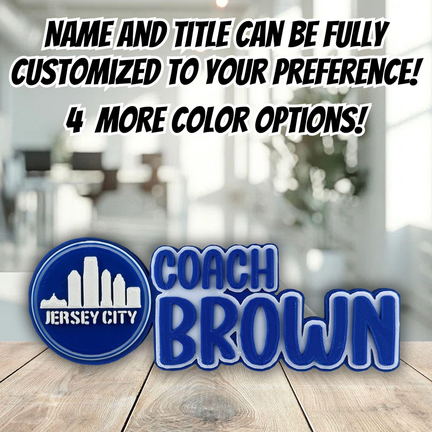 Personalized Jersey City Skyline Desk Name Plate, Dietician Graduation, Personalized Sign