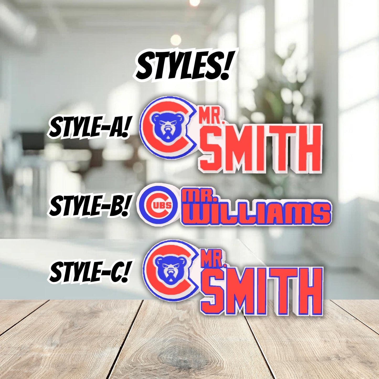 Personalized Chicago Cubs Desk Name Plate