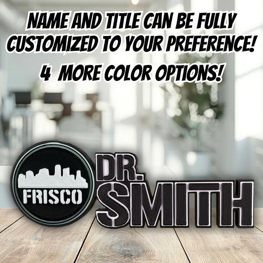 Personalized Frisco Skyline Desk Name Plate, Principal Gift, Custom Office Decor