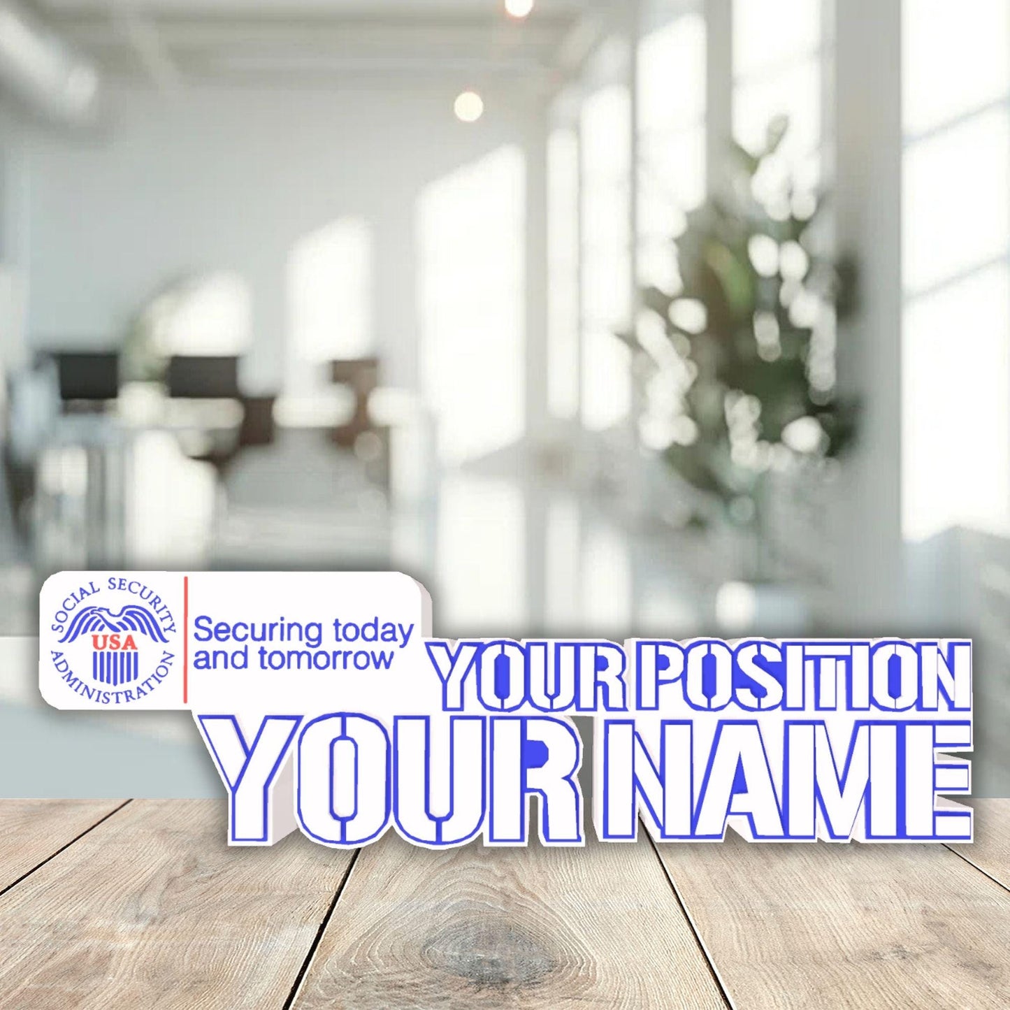 Personalized Social Security Administration Desk Name Plate, SSA Plaque, Boss Desk Decor