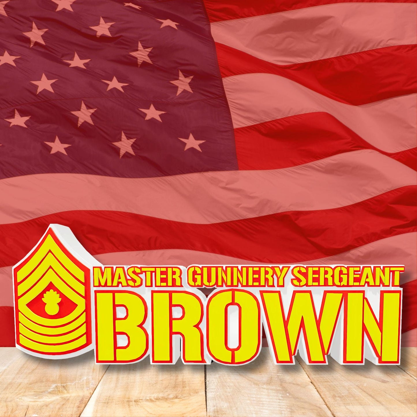 Personalized USMC Master Gunnery Sergeant Rank Plaque, Military Retirement Gift, MGySgt Desk Name Plate