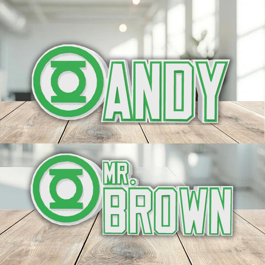 Green Lantern Desk Name Plate, Office Sign Plaque, Custom Teacher Gift