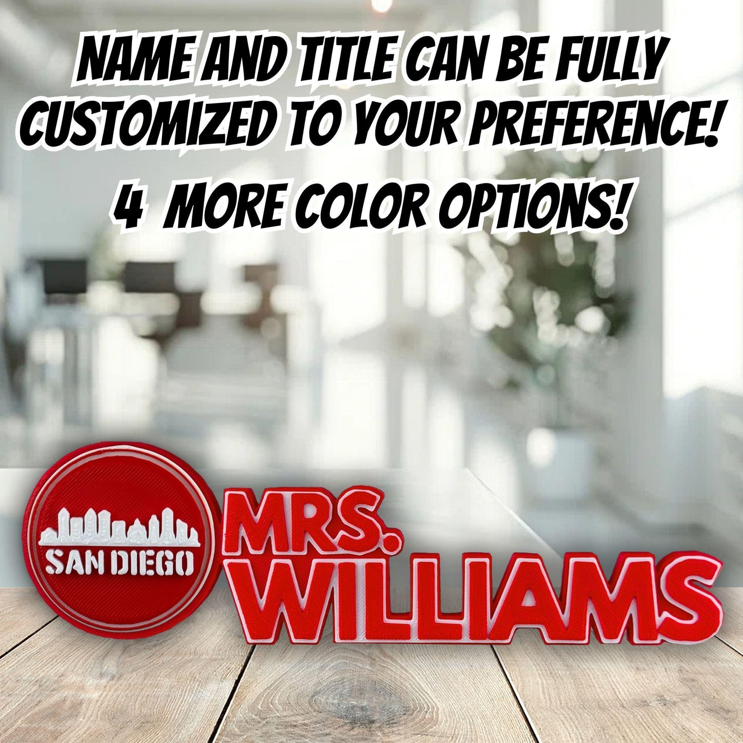 Personalized San Diego Skyline Desk Name Plate, Decoration Display, Office Accessories