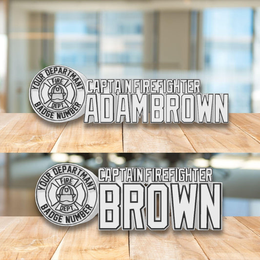 Personalized Captain Firefighter Desk Name Plate,