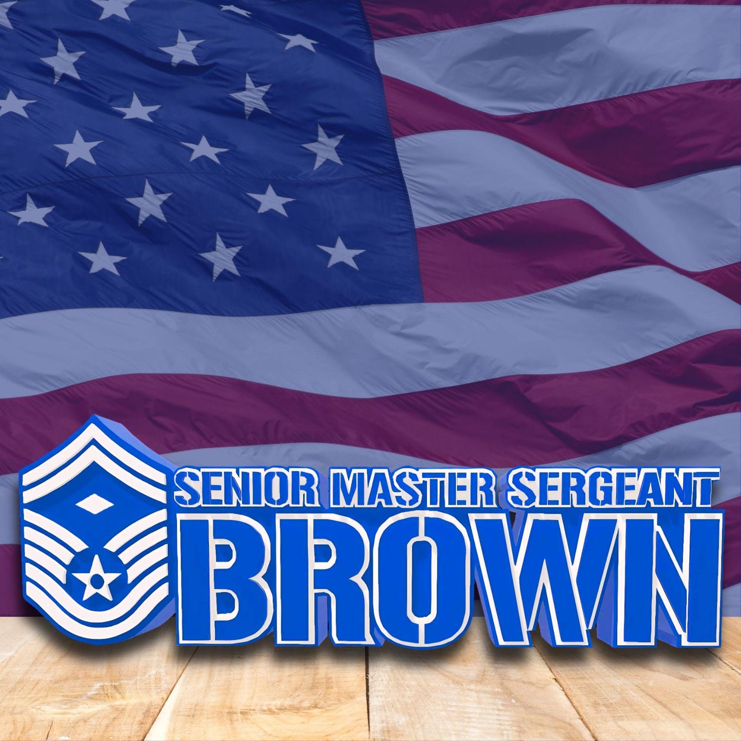 Personalized USAF First Sergeant E8 Desk Name Plate, Military Retirement Gift