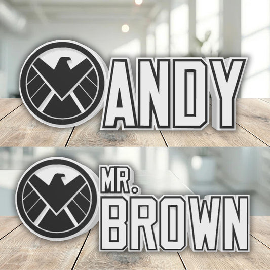 Nick Fury (Shield) Desk Name Plate, Teacher Nameplate, Custom Teacher Sign