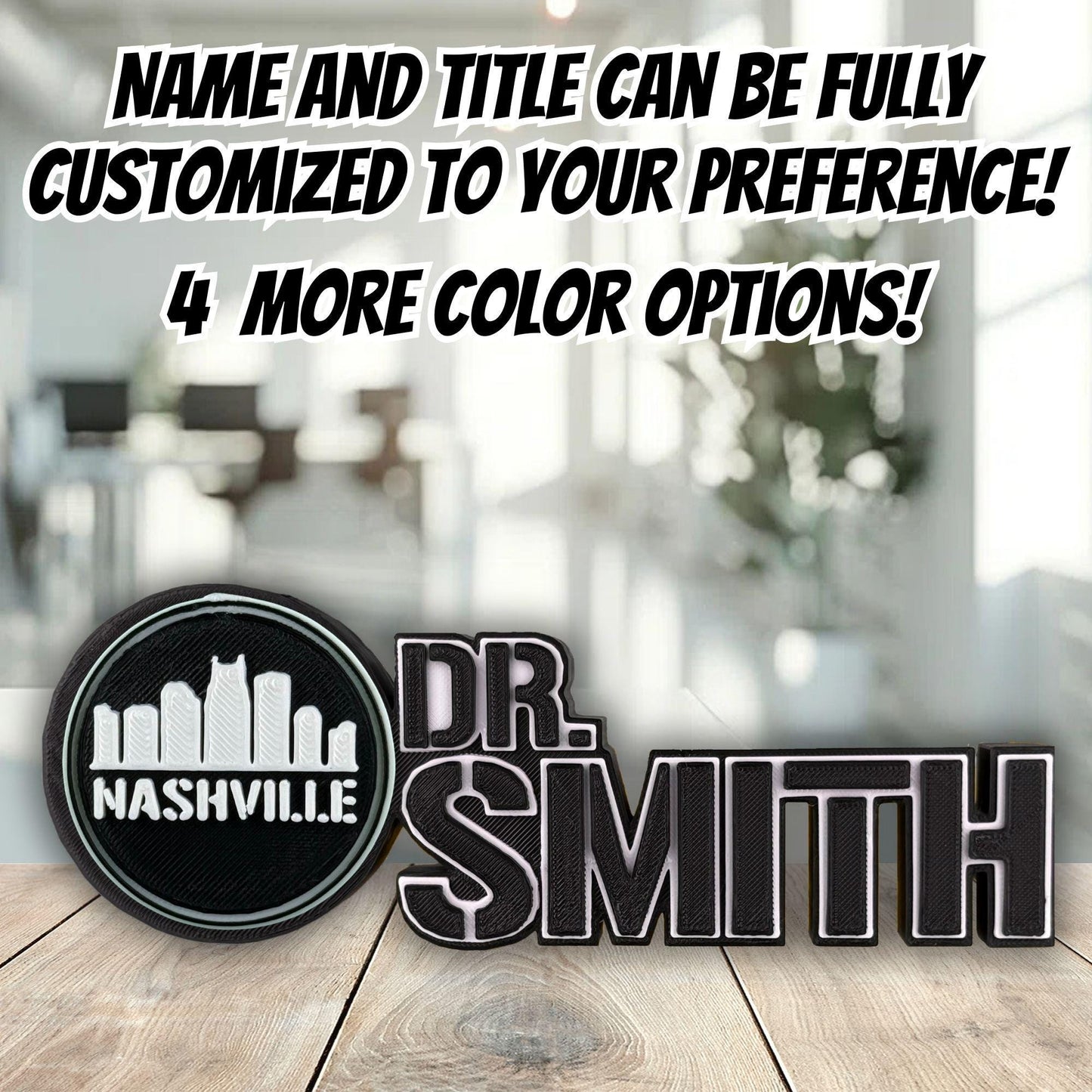 Personalized Nashville Skyline Desk Name Plate, New Job Gift, Teacher Classroom