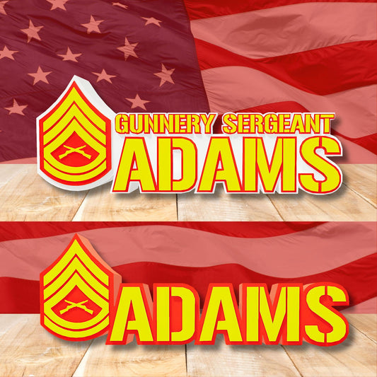 Personalized USMC Gunnery Sergeant Rank Plaque, GySgt Desk Name Plate, Marines Gift