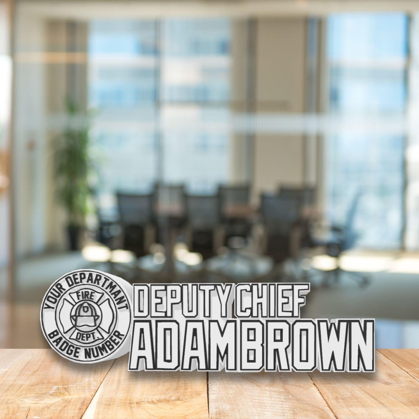 Personalized Deputy Chief Firefighter Desk Name Plate: Fire Department Gift